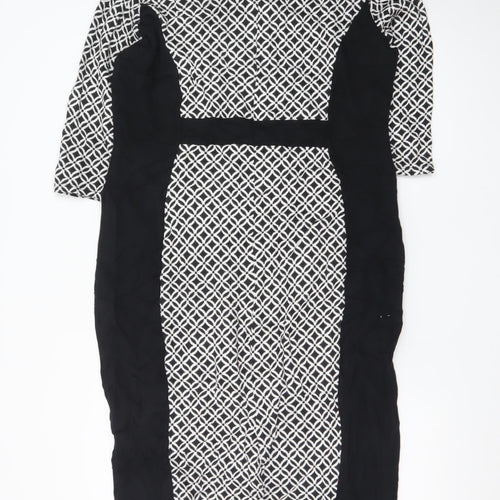 Marks and Spencer Per Una Women’s Black Geometric Bodycon Dress Size 18