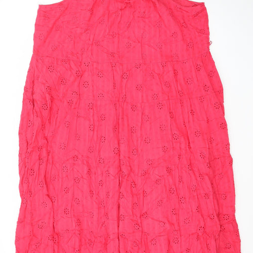 Marks and Spencer Women’s Pink Halter A-Line Cotton Dress Size 22