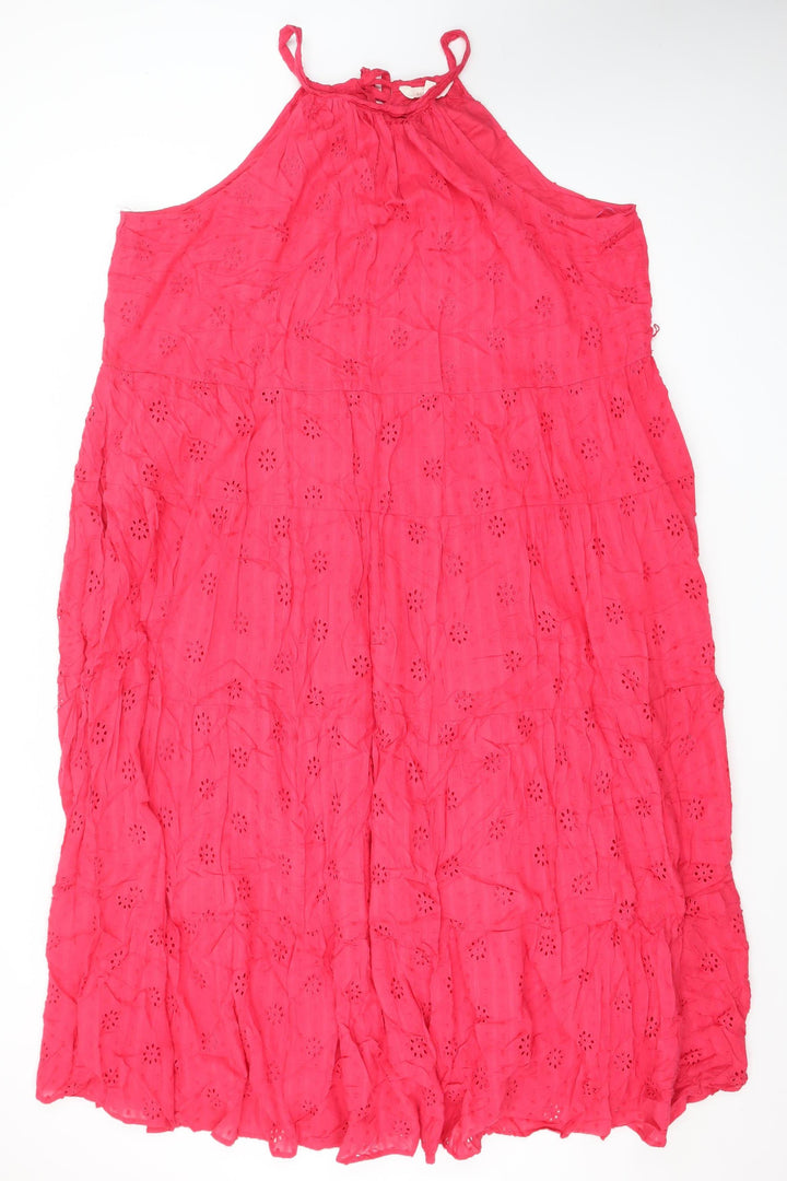 Marks and Spencer Women’s Pink Halter A-Line Cotton Dress Size 22