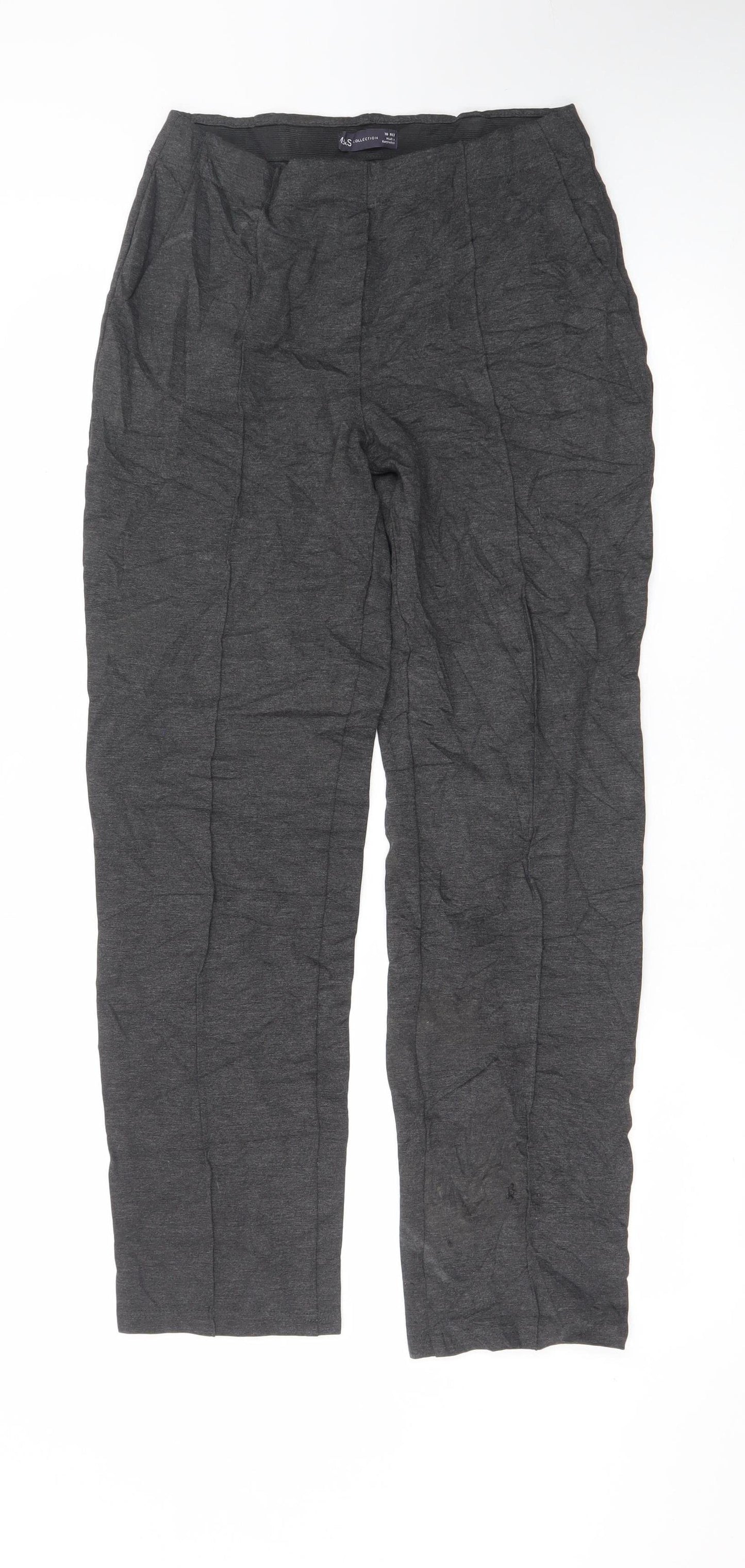 Marks and Spencer Women’s Grey Regular Fit Jersey Trousers Size 10