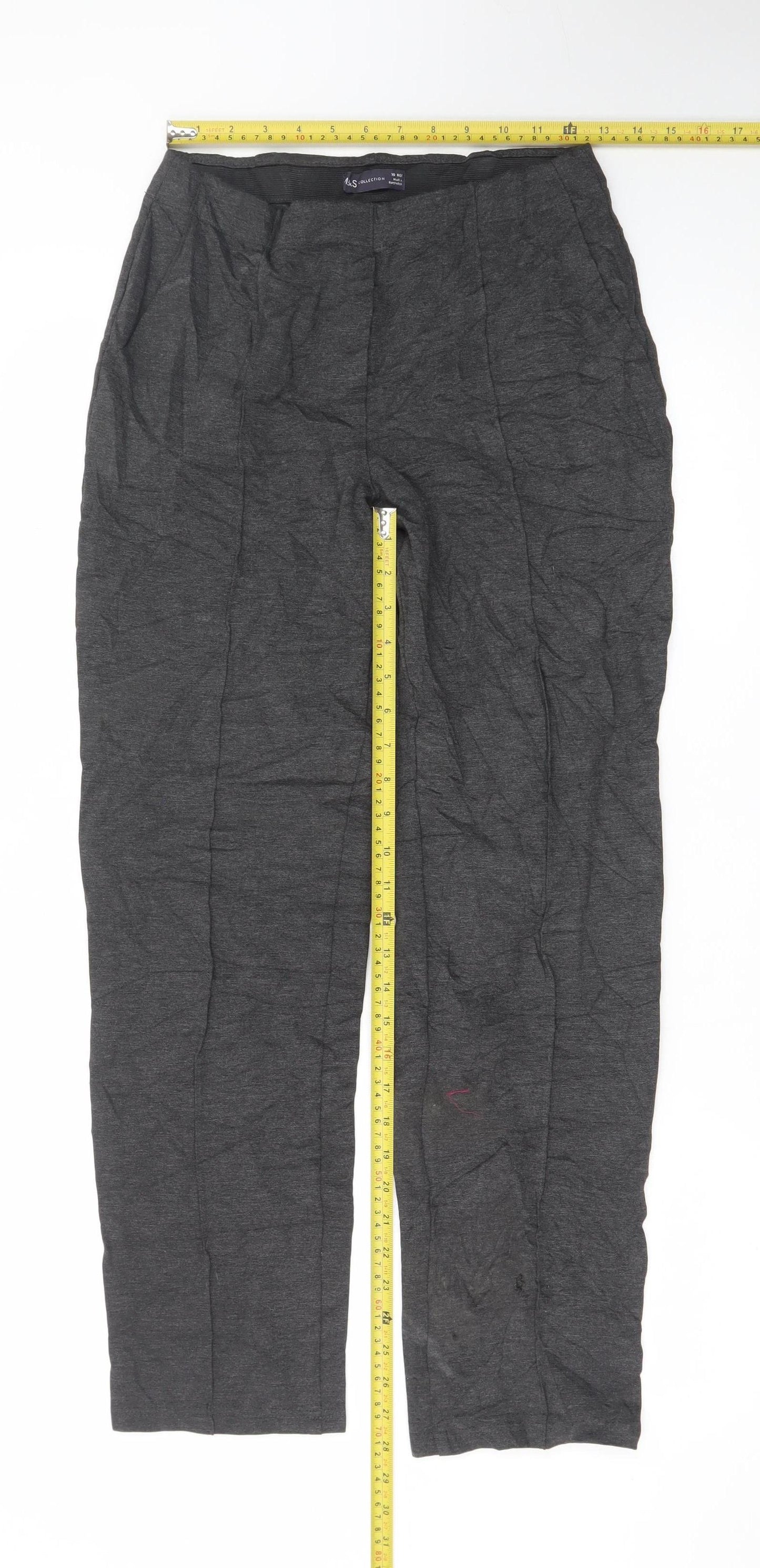 Marks and Spencer Women’s Grey Regular Fit Jersey Trousers Size 10