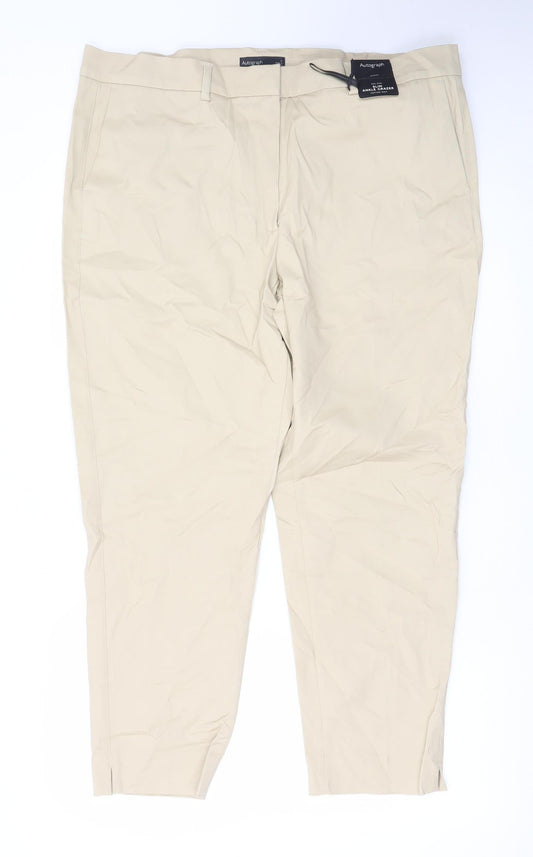 Marks and Spencer Women Beige Size 18 Ankle Slim Fit Stretch Trousers