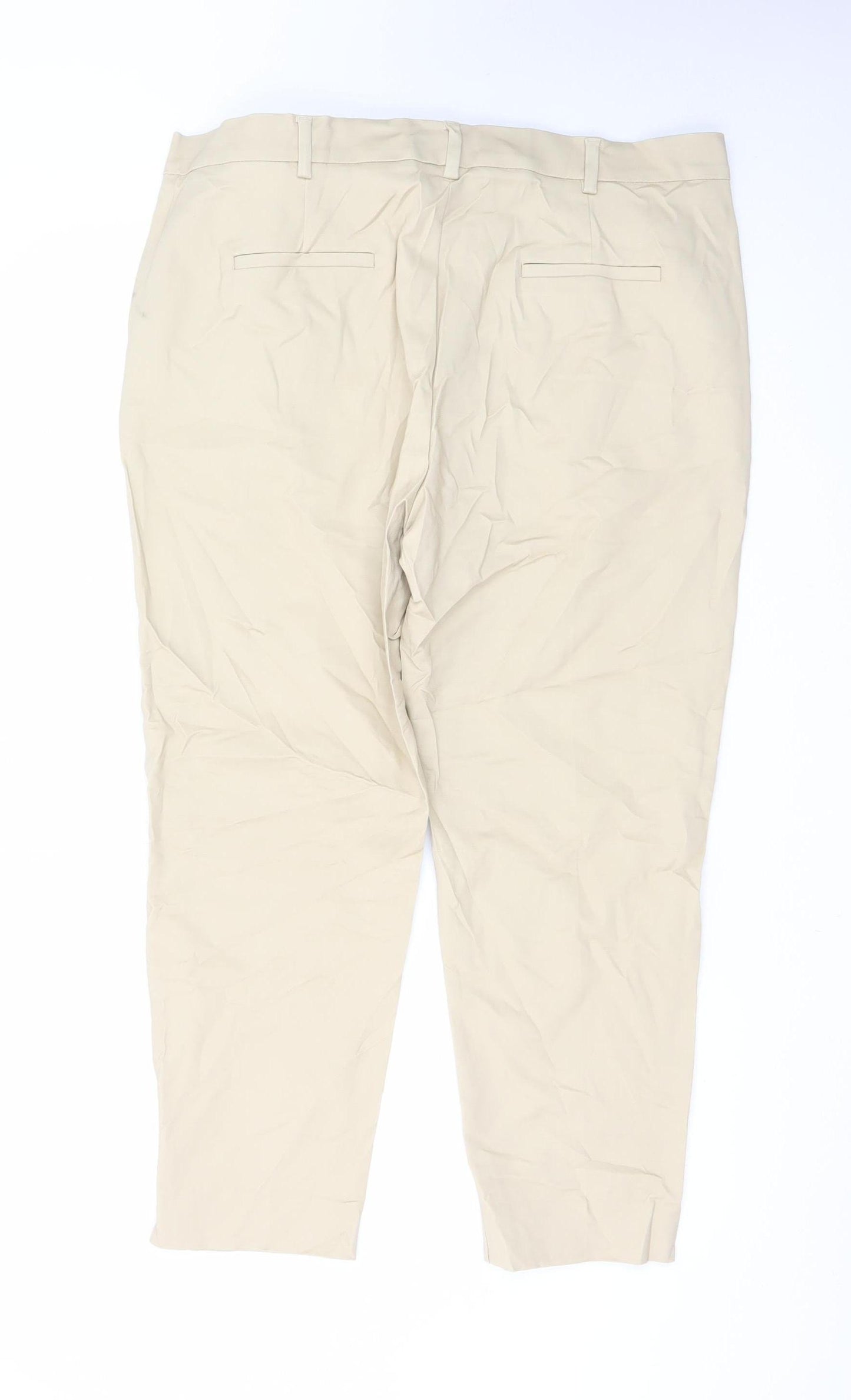 Marks and Spencer Women Beige Size 18 Ankle Slim Fit Stretch Trousers