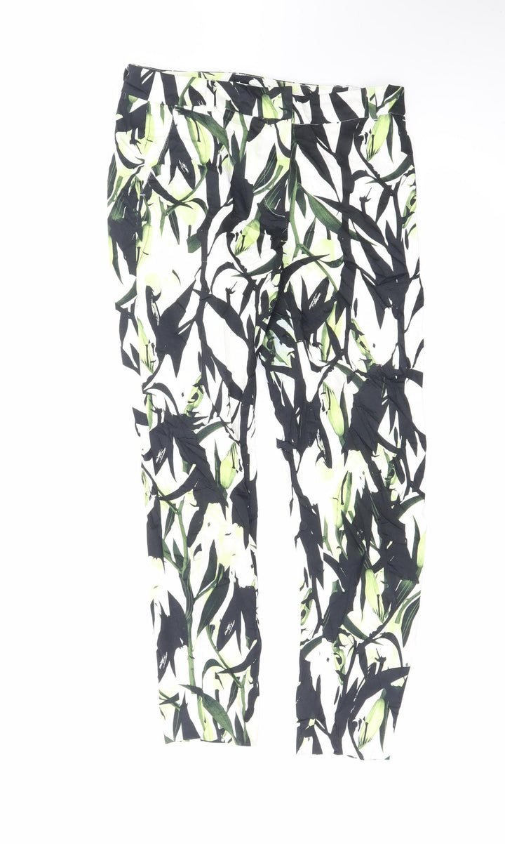 Reiss Women’s Multicoloured Floral Cropped Slim Trousers Size 8