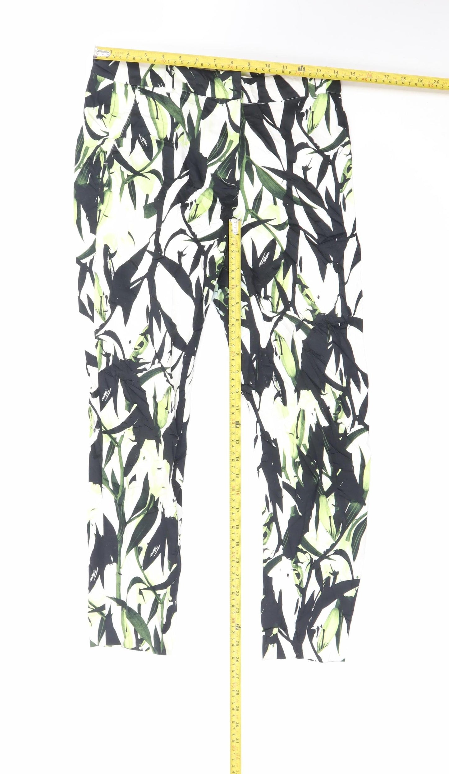 Reiss Women’s Multicoloured Floral Cropped Slim Trousers Size 8