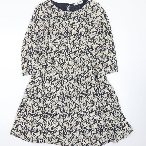 Oasis Women Blue Floral Jacquard Fit & Flare Dress Size S