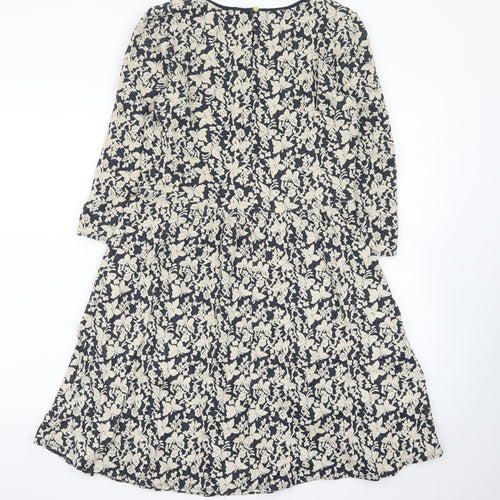 Oasis Women Blue Floral Jacquard Fit & Flare Dress Size S