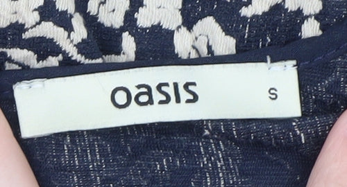 Oasis Women Blue Floral Jacquard Fit & Flare Dress Size S