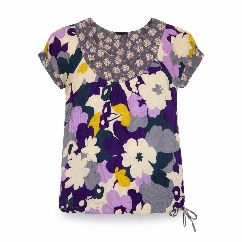 Front view of Next Women’s Multicoloured Floral Cotton Tunic Blouse, size UK 12