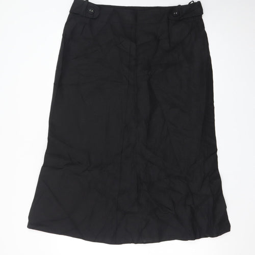 Marks and Spencer Women Black Linen Midi A-Line Skirt UK 16