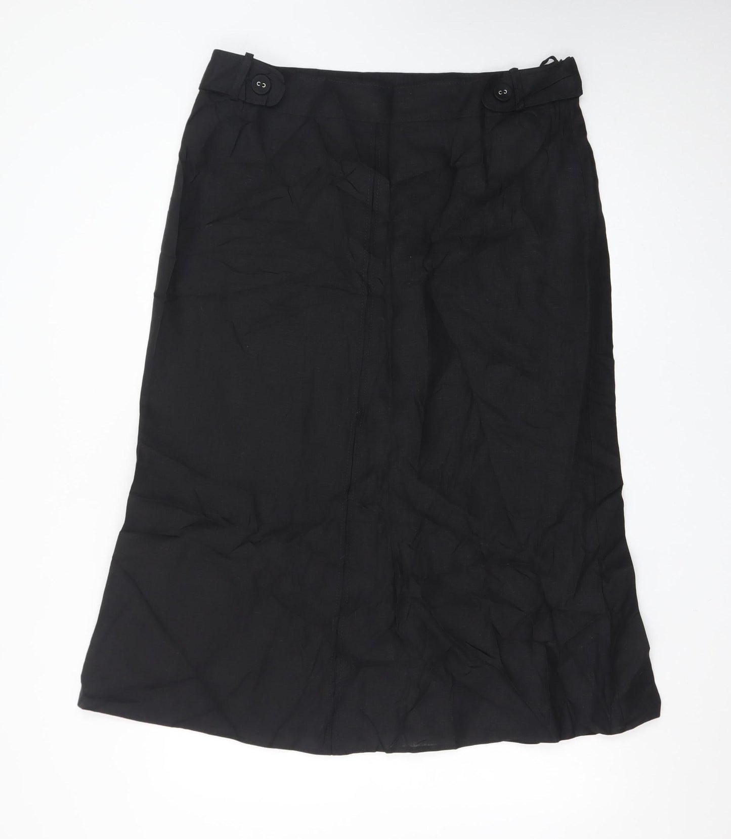 Marks and Spencer Women Black Linen Midi A-Line Skirt UK 16