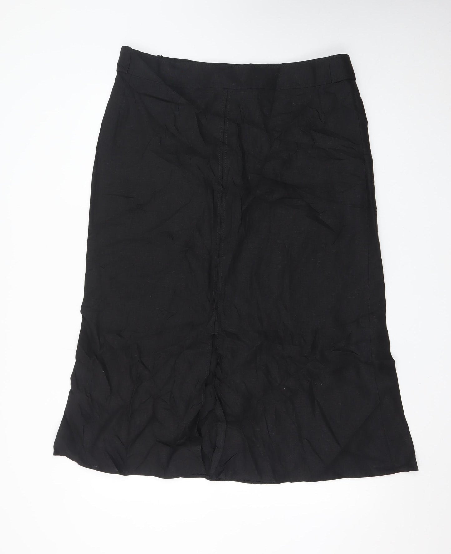 Marks and Spencer Women Black Linen Midi A-Line Skirt UK 16