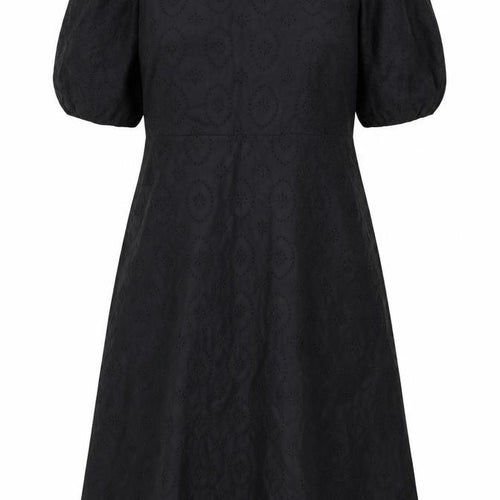 Finery Women Black A-Line Embroidered Puff Sleeve Dress UK 18