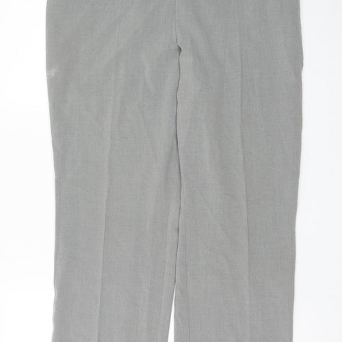 Marks and Spencer Women Grey Linen Blend Straight Trousers Size 14
