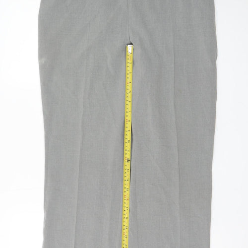 Marks and Spencer Women Grey Linen Blend Straight Trousers Size 14