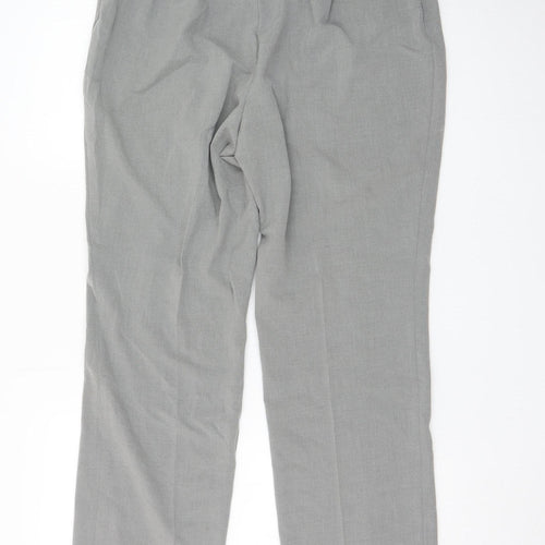 Marks and Spencer Women Grey Linen Blend Straight Trousers Size 14