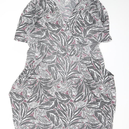 Nicole Collection Women's Grey Floral Wrap Dress Size L