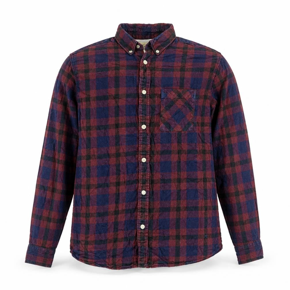 Selected Homme Men's Red & Navy Check Cotton Shirt Regular Fit L