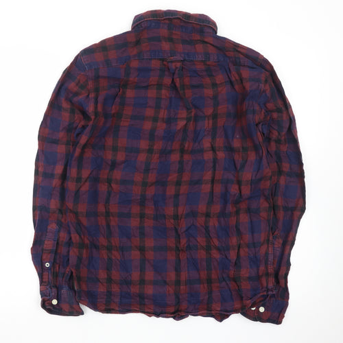 Selected Homme Men's Red & Navy Check Cotton Shirt Regular Fit L