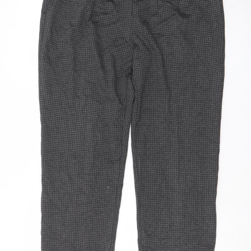 Marks and Spencer Women Grey Houndstooth Stretch Trousers Size 16