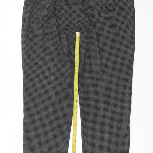 Marks and Spencer Women Grey Houndstooth Stretch Trousers Size 16