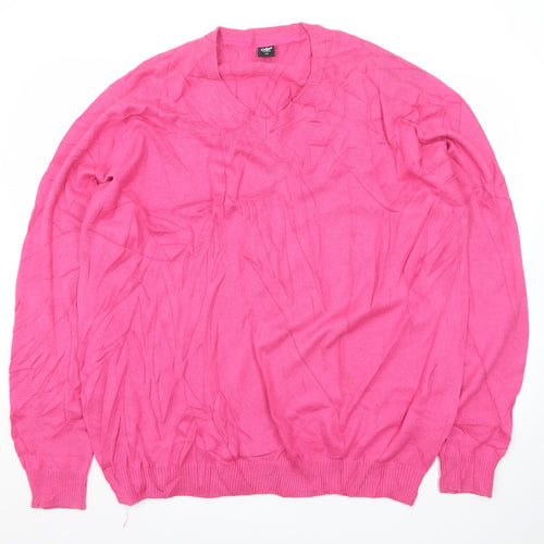 Cotton Traders Men’s Pink 2XL V-Neck Cotton Pullover Jumper