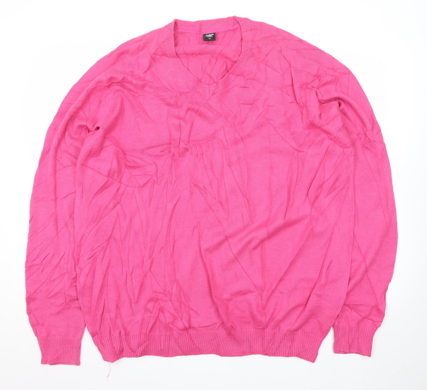 Cotton Traders Men’s Pink 2XL V-Neck Cotton Pullover Jumper