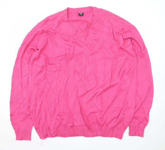 Cotton Traders Men’s Pink 2XL V-Neck Cotton Pullover Jumper