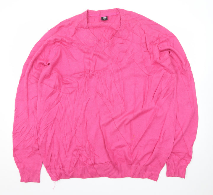 Cotton Traders Men’s Pink 2XL V-Neck Cotton Pullover Jumper