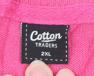 Cotton Traders Men’s Pink 2XL V-Neck Cotton Pullover Jumper