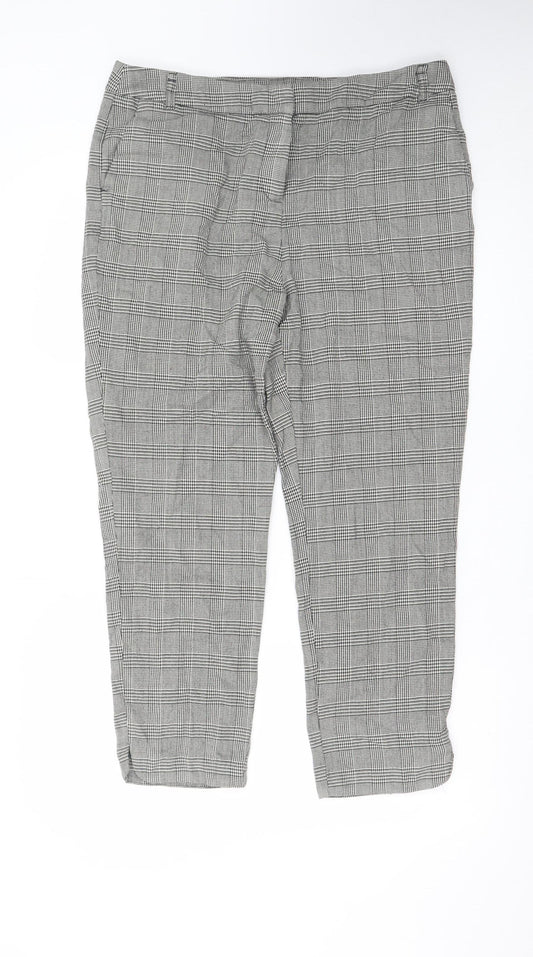 Tu Women’s Grey Check Stretch Tapered Work Trousers Size 14S