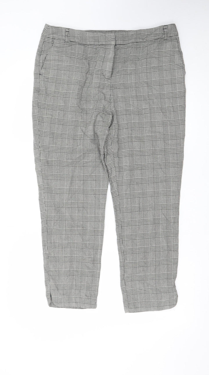 Tu Women’s Grey Check Stretch Tapered Work Trousers Size 14S