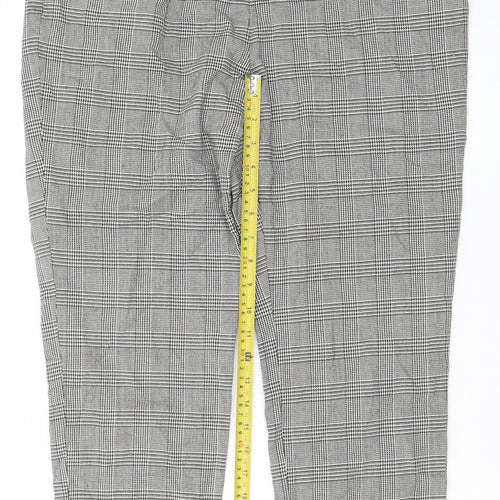 Tu Women’s Grey Check Stretch Tapered Work Trousers Size 14S