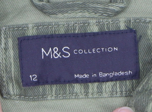 Marks and Spencer Women’s Green Military Jacket Size 12 Cotton