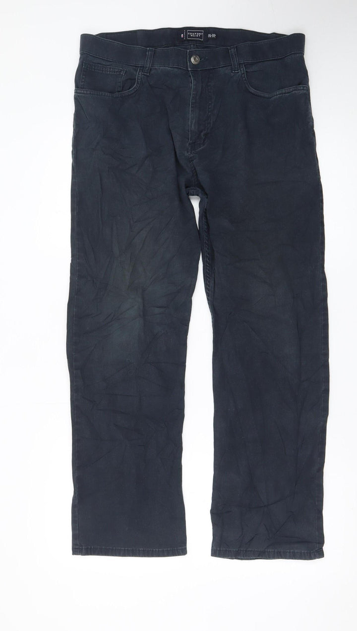 Marks and Spencer Blue Harbour Men's Dark Blue Straight Comfort Waist Jeans 34W 29L