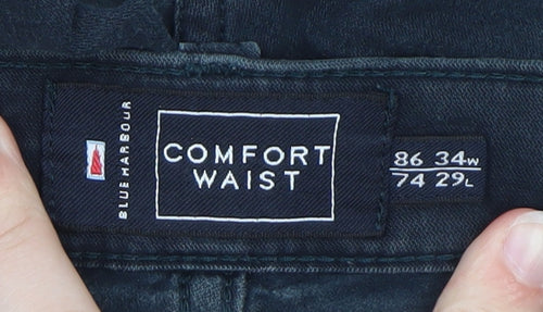 Marks and Spencer Blue Harbour Men's Dark Blue Straight Comfort Waist Jeans 34W 29L