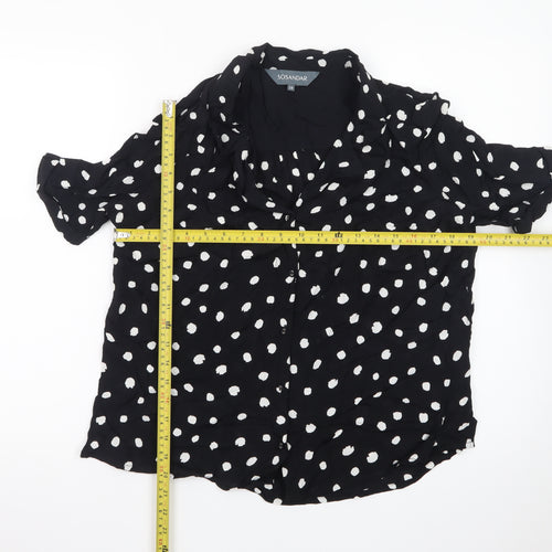 Sosandar Women’s Black Polka Dot Short Sleeve Collared Blouse Size 14