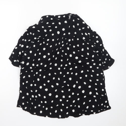 Sosandar Women’s Black Polka Dot Short Sleeve Collared Blouse Size 14