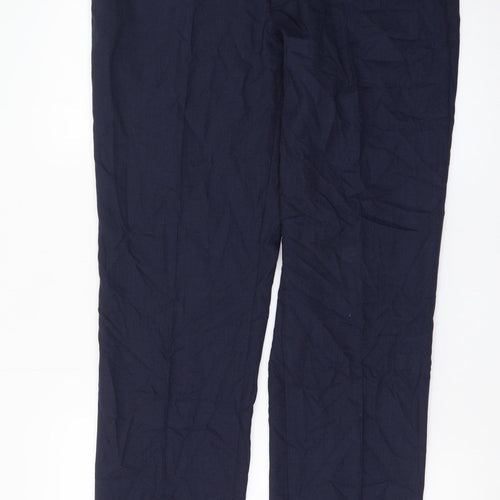 Marks and Spencer Women's Blue 36 Regular Straight Leg Trousers