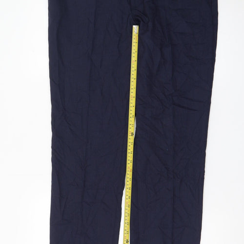 Marks and Spencer Women's Blue 36 Regular Straight Leg Trousers