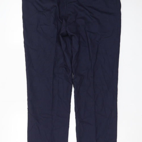 Marks and Spencer Women's Blue 36 Regular Straight Leg Trousers