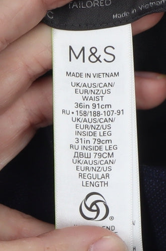Marks and Spencer Women's Blue 36 Regular Straight Leg Trousers
