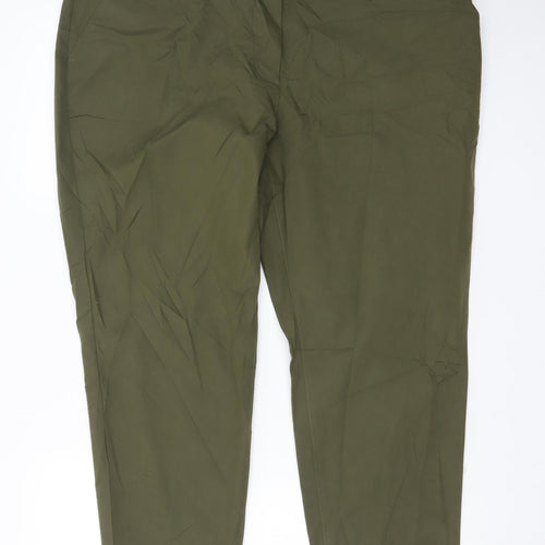 Marks and Spencer Womens Green Chino Trousers Size 18 Regular Fit