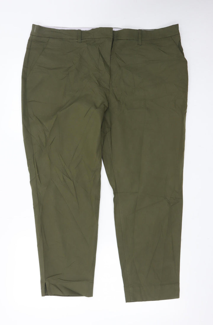 Marks and Spencer Womens Green Chino Trousers Size 18 Regular Fit