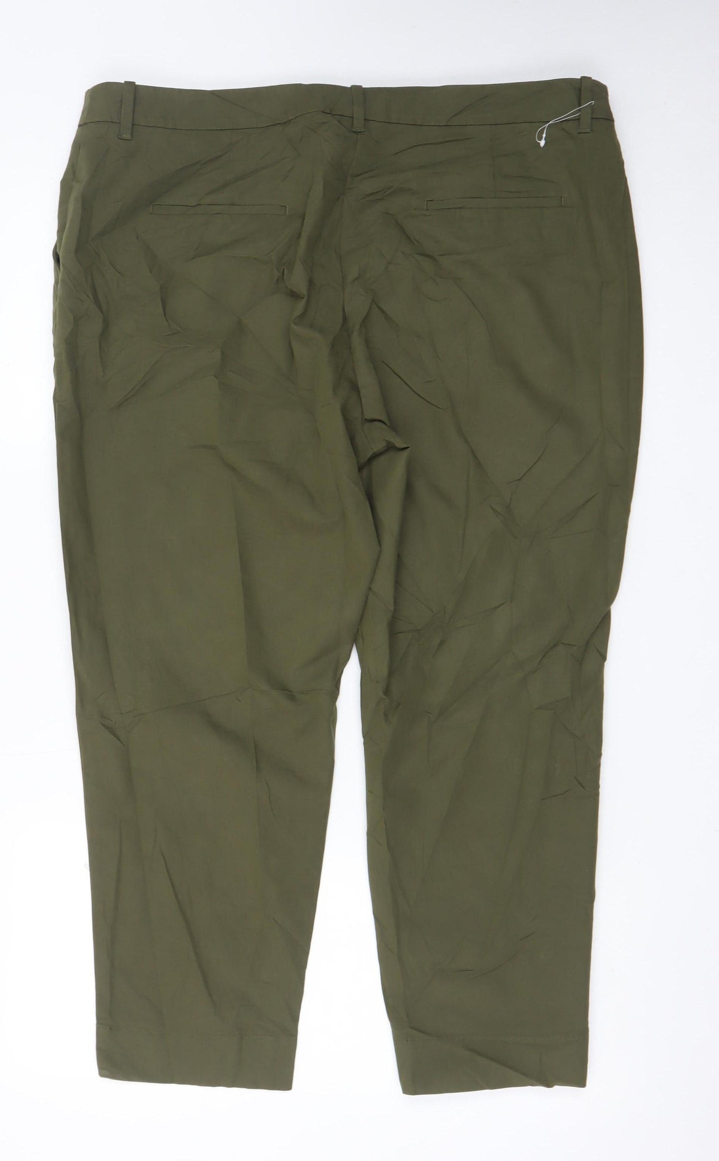 Marks and Spencer Womens Green Chino Trousers Size 18 Regular Fit