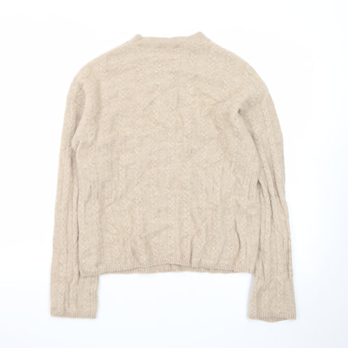 LILYSILK Women's Beige Cashmere Cable Knit Jumper Size S