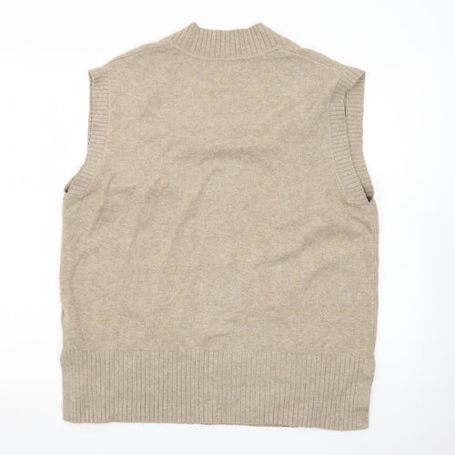 Marks and Spencer Womens Beige Wool Cashmere V-Neck Sleeveless Vest M