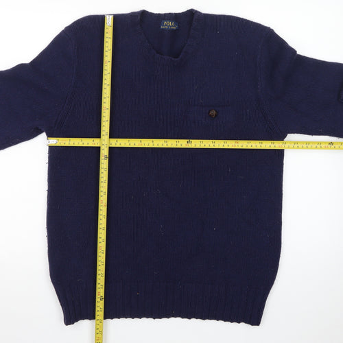 Ralph Lauren Mens Blue Wool Crew Neck Pullover Jumper L