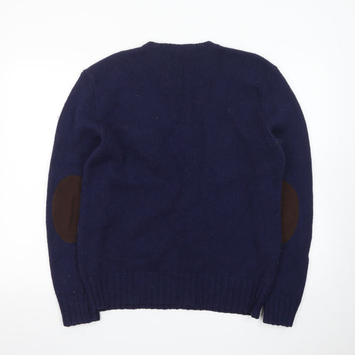 Ralph Lauren Mens Blue Wool Crew Neck Pullover Jumper L