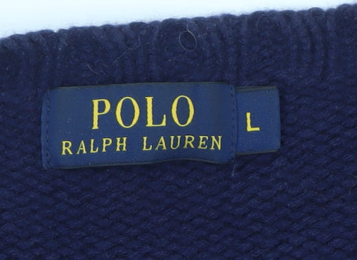 Ralph Lauren Mens Blue Wool Crew Neck Pullover Jumper L